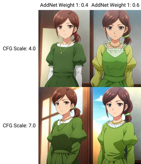 shia, anime_art_style, 1girl, solo, looking_at_viewer, closed_mouth, brown_hair, long_sleeves, dress, brown_eyes, jewelry, upper_body, side_ponytail, necklace, green_dress