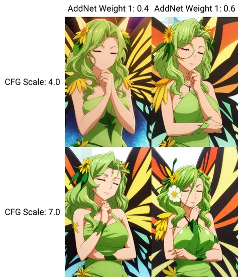 tiana, anime_art_style, 1girl, solo, long_hair, breasts, hair_ornament, dress, closed_mouth, closed_eyes, upper_body, flower, green_hair, wings, hair_flower, hand_on_own_chin, butterfly_wings
