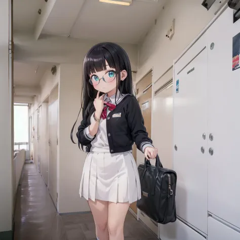 best quality, ultra-detailed, illustration,
rouka, hallway, door, ceiling light,
1girl, solo, glasses, black hair, long hair, blush, looking at viewer, standing, school uniform, school bag,
<lora:apartmenthallway_SD15_V1:1>