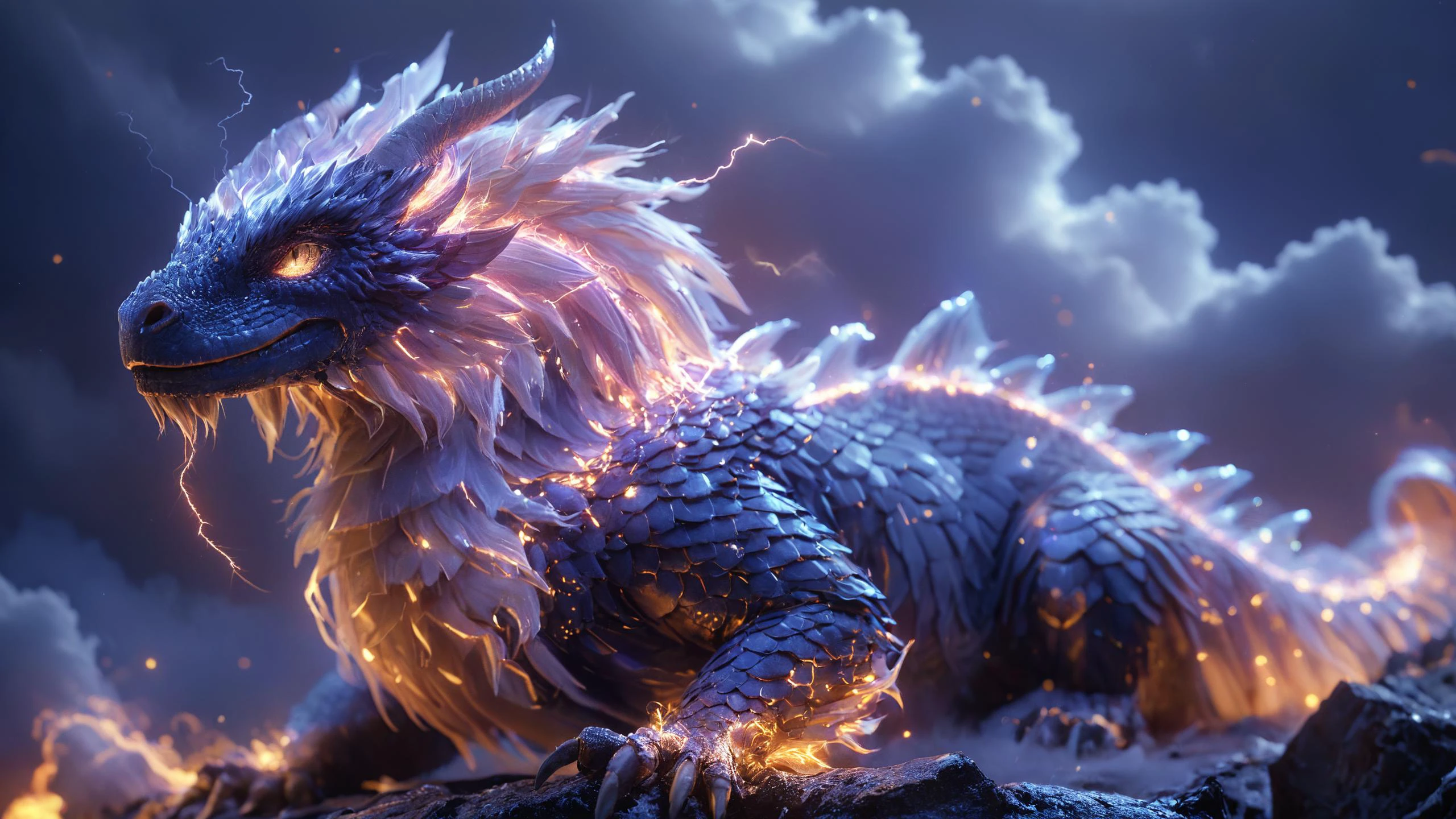 <lora:Mythical_Beasts:0.8> fmb Quetzalcoatl, <lora:add-detail-xl:0.8>, glowwave, <lora:EnvyVividXL01-adamw:0.7>, <lora:glowneon_xl_v1:0.8> glowneon, glowing, sparks, lightning