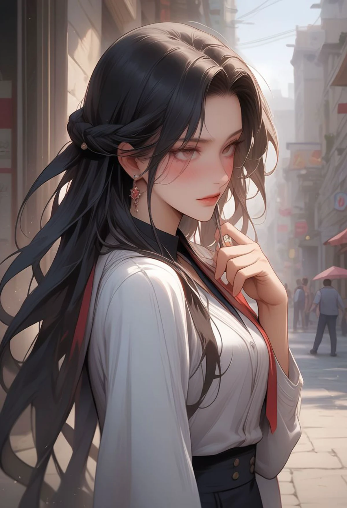score_9, score_8_up, score_7_up, score_6_up, rating_questionable, 1girl, ((18YO:1.2)), Adult, black hair, long hair, masterpiece, best quality, official art, extremely detailed CG unity 8k wallpaper, blush, (street), (solo), attack posture, fire stream ,from side,<lora:sdxl\Expressive_H-000001:0.8>, expressiveH