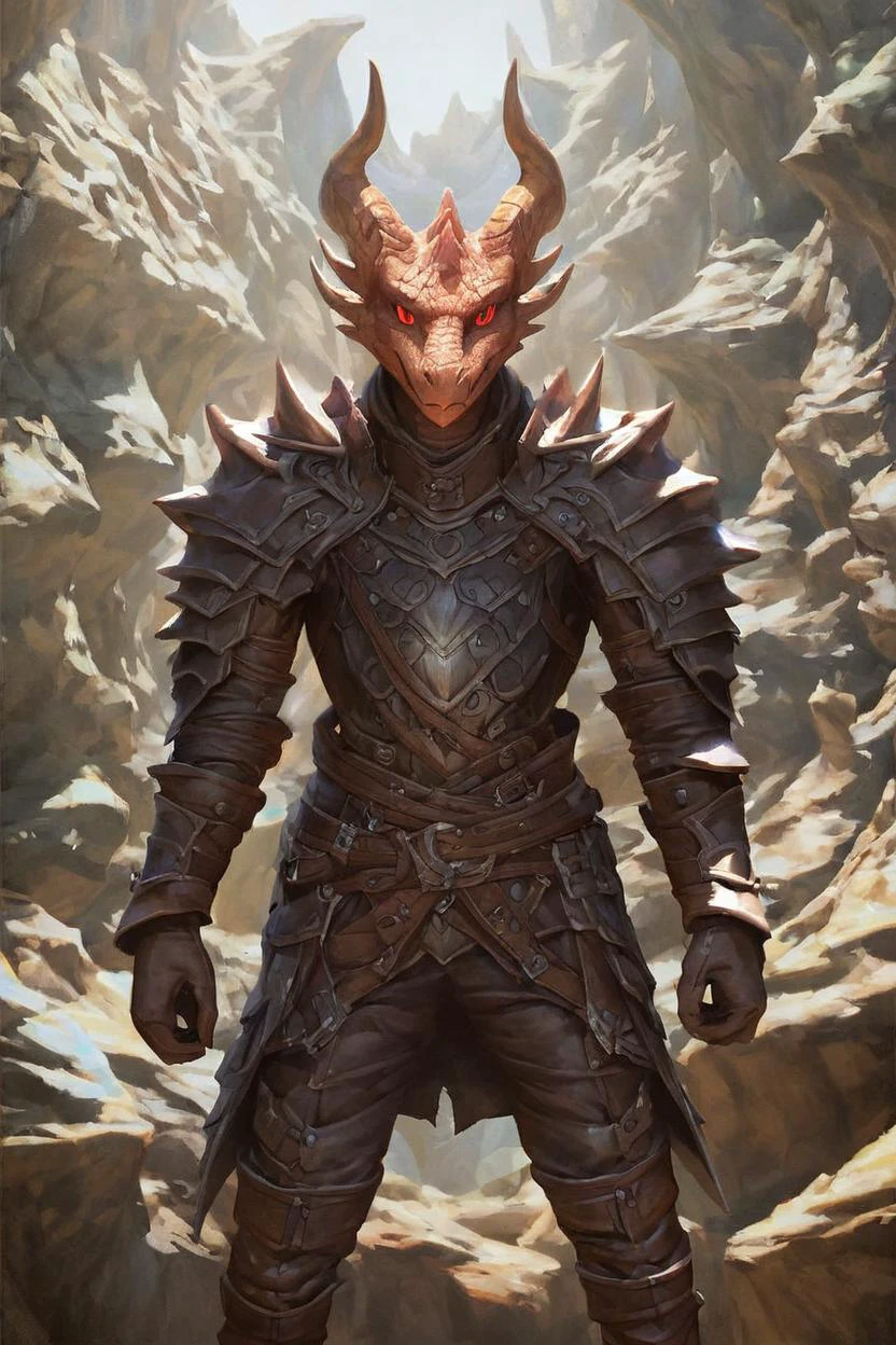 score_9, score_8_up, source_anime, rating_safe, Fantasy, Dragonkin, horns, slit pupils, scales, anthro <lora:RPGDragonkinXL:1>, 1boy, Red eyes, Leather, boots, gloves, Prayer, centered, portrait, Cave, , photorealistic, impressionist painting, Noon, up close, detailed face, face focus, full body, solo, looking at viewer, facing viewer,