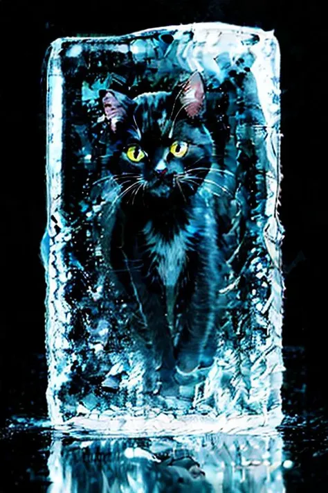 awarded photography of a small black kitty stuck in ice cube,meow in panic, intricate detail, on table, masterpiece, ultrarealistic, realistic, looks like reali, ultradetialed, perfect quality, best quality, dramatic lights <lora:in_ice_cube:1> ,8k,absurdres,unity 8k wallpapper,(extremely detailed:1.3)