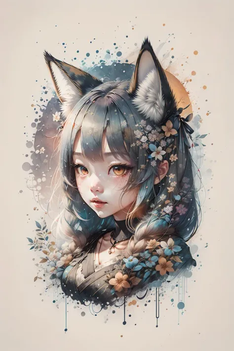 <lora:Calligraphy-ink-style-darquelilly-v1:1> calligraphyinkstyle, fox ears, + +, 1girl,