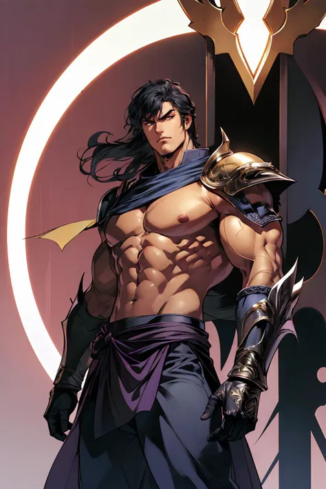 best quality,masterpiece,highly detailed,ultra-detailed,(Gauntlets),An armor made of metal gloves,<lora:HKmanga>,hkmanga,male focus,1boy,solo,black hair,muscular,looking at viewer,