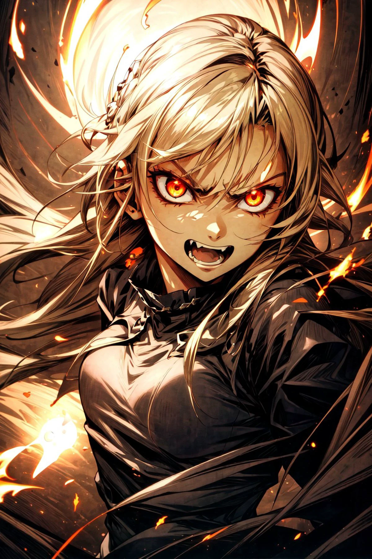 (masterpiece, best quality, high quality, highres), <lora:AnimeRage:0.6>, <lora:asuna2:0.8> ,rage,1girl, evil eyes, knight, blond hair, brown glowing eyes, upper body, small breasts, castle, torch, <lora:add_detail:0.8>