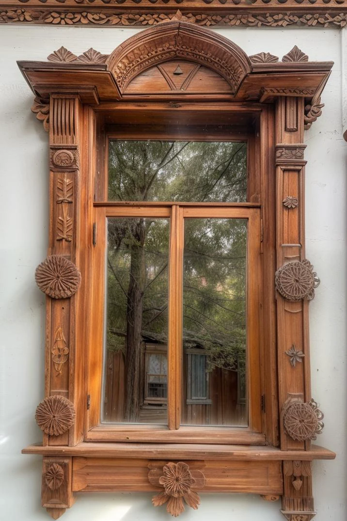 photo of a, window, masterpiece, building, flower, , lacing, , , shutters, gorgeous, woodwork, carpentry, reflection, <lora:nalichniki:0.8>, 8k uhd, dslr, soft lighting, high quality, film grain, Fujifilm XT3