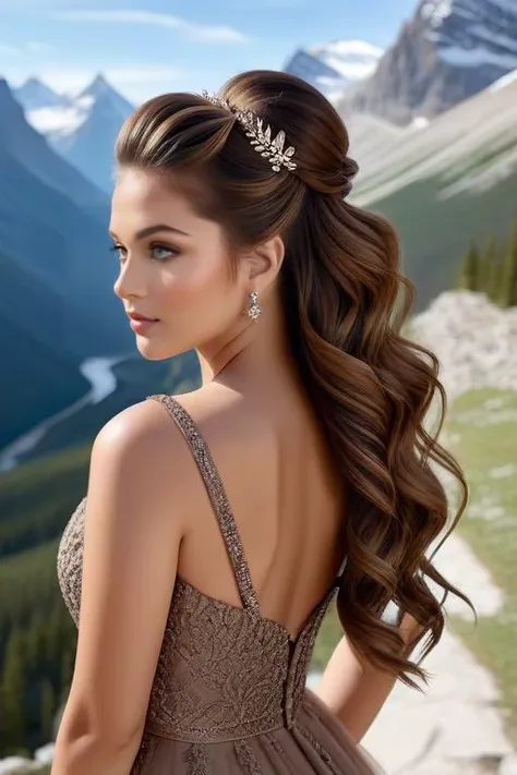 <lora:add-detail-xl:0.8>
<lora:Haute_CoutureXL:0.8> wearing Haute_Couture designer dress, Haute_Couture
1girl, brown half-up half-down hairstyle, 4k resolution, Super Resolution detail, full tits, mountain, Environmental portrait