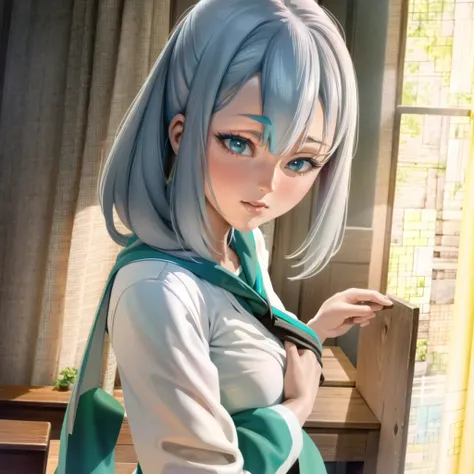 front light, volumetric lighting, best quality, masterpiece, intricate details, tonemapping, sharp focus, hyper detailed, trending on Artstation, anime art, 1girl, digital art, masterpiece, rendering, digital art, masterpiece, masterpiece, best quality, ultra-detailed, 4k, beautiful detail, high quality rendering, digital art, masterpiece, saturated (((highly vivid))), (((colourful))), tejina senpai \(series\), grey hair