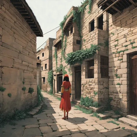 a woman standing in the ancient street <lora:Djinn_v2:0.95> amdjinnstyle