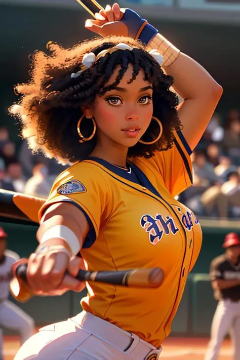 DEN_maryam_iman,
(playing baseball and wearing a baseball uniform swinging a bat, baseball uniform, playing baseball, baseball:1.2),
bokeh, f1.4, 40mm, photorealistic, raw, 8k, textured skin, skin pores, intricate details  <lora:epi_noiseoffset2:1>, epiCRealism