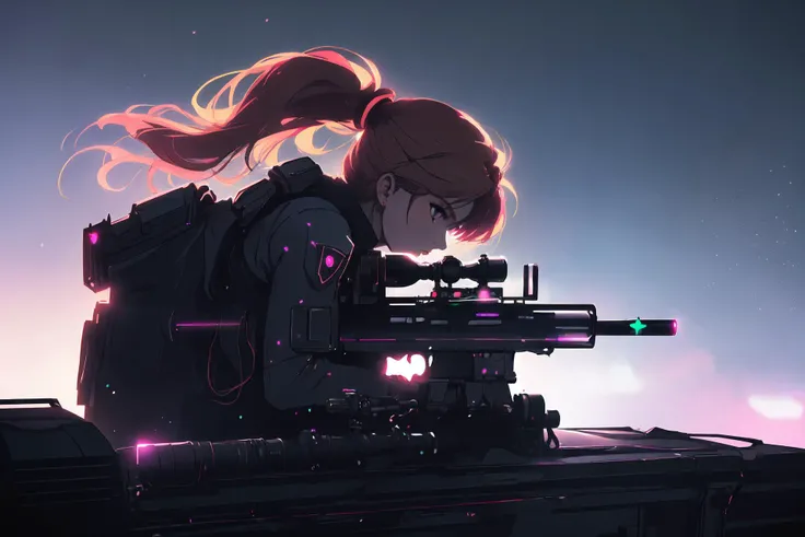 90s anime cinema style 16 by 9, photographic lighting with heavy shadows,
sexy samus aran as a futuristic cyberpunk soldier, with a blonde ponytail, wearing a tight bodysuit with armor, on a roof, ((aiming:1.1) with a sniper rifle:1.3)
(detailed face:1.1), bright eyes, focused expression, (wind in hair:1.3)
very detailed background is a realistic cybertech (city at night:1.2), dark sky, (neon lights:1.1)
sideview, cowboy shot, depth of field, face focus, blur, bloom, laser lens flare effects, (neon particle effects:1.2)
<lora:samus-nvwls-v1-final:0.6> <lora:CyberPunkAI:0.6> <lora:EnvyElf01:0.3> <lora:s_20230805204449:0.7> <lora:add_detail:-0.35> <lora:epi_noiseoffset2:0.2>