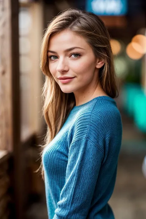 photo of (tabbethell-140:0.99), a woman, award-winning photo, (sfw:1.3), Sweater, Jeans, (Dancing as if doing the chicken dance, A cozy, rustic beachfront cottage with a view of a palm-fringed beach), cinematic lighting, (sharpness:1.3), 70mm, f/8, (modern photo), closeup, appealing, attractive, professional, perfect realistic skintexture, Style-DoF, (epiCPhoto), (color picture:1.1), <lora:add_detail:0.6>, (Cinematic shot:1.3)