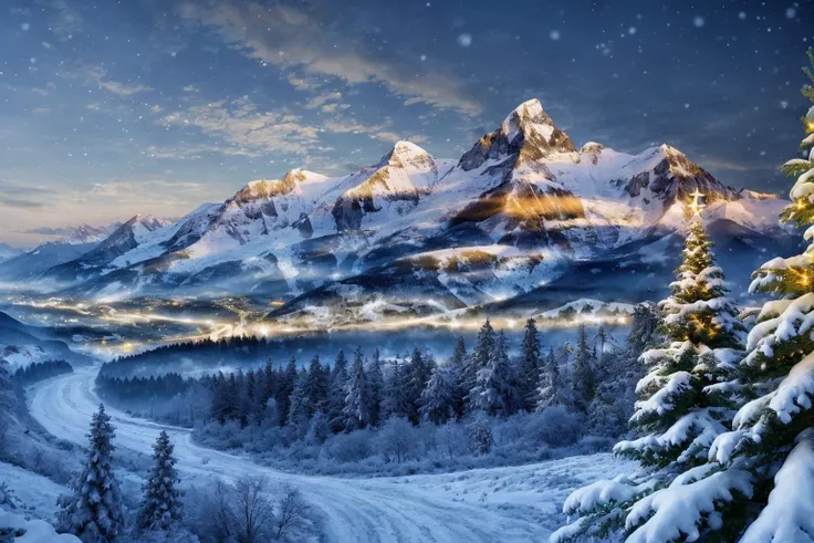 <lora:Xmas:0.7> Xmas decorations mountains