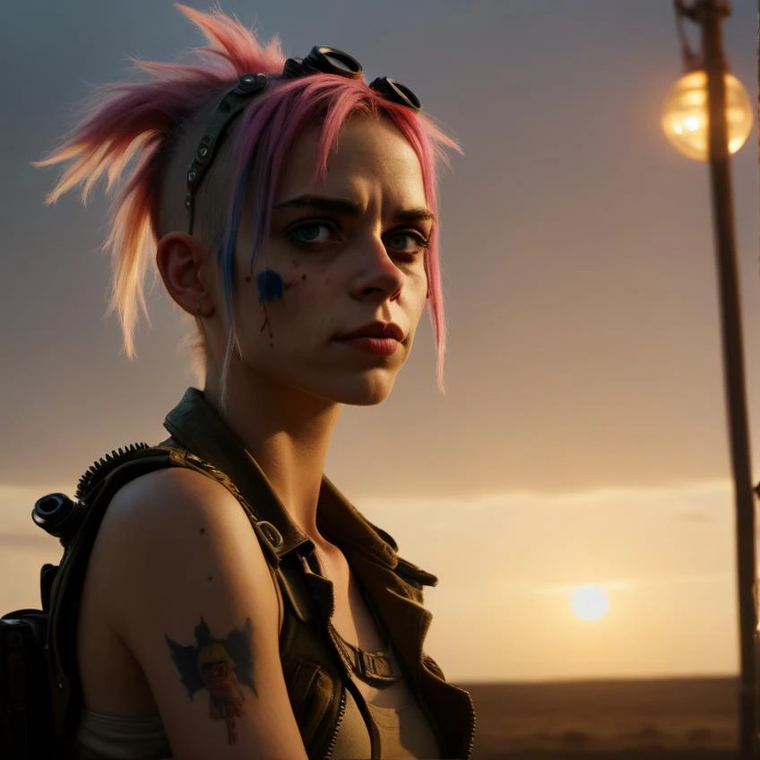 beautiful lighting, UHD 8k, , a cinematic photograph of Tank Girl
