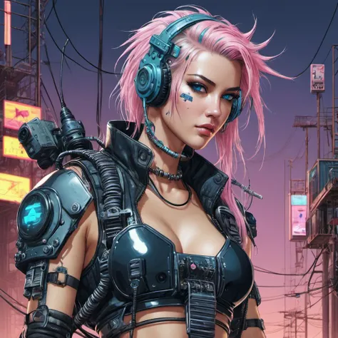 Welcome to a world of realism and fantasy, where beauty and technology meet in a masterpiece of the game. Inspired by artists like Phil Koch and Joseph Christian Leyendecker, this is a unique immersive experience that will transport you to the dystopian future of the Cyber Punk universe. You will find yourself in front of an impressive figure: a mature Brazilian woman, with a perfect and symmetrical face, with detailed eyes that shine with the energy of technology. Dressed in clothes from the Cyber Punk universe, she is a cybernetic warrior, with implants in her head and body that grant her incredible abilities. Armed to the teeth, she's ready to take on any challenge the night town of Cyber Punk might throw her way. With her arsenal of futuristic weapons and cybernetic abilities, she is a force to be reckoned with in a world where technology is ubiquitous. With incredible graphics that combine elements of realism and fantasy, this is a masterpiece of the game that will transport you to a world of advanced technology and relentless action. Feel the adrenaline rush as the cybernetic warrior races through the dark streets of the city, facing dangerous enemies and navigating the challenges of the futuristic world. With an engaging story and memorable characters, you'll be taken into a dystopian universe where technology is the key to survival. This is a masterpiece of the game that will challenge your skills and your imagination, providing a gaming experience like no other. Venture into this night town of Cyber Punk and discover the secrets of the cyber warrior.