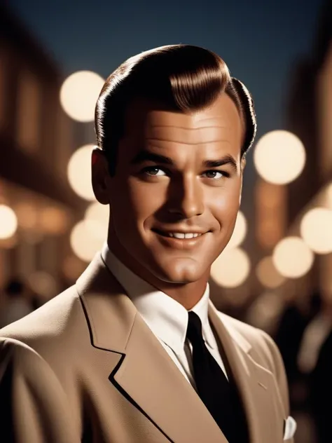 cinematic photo (art by John Philip Falter:1.1) ,art by Tex Avery, [Alpaca wool of a Charismatic man, Bokeh, Smirking::4] . 35mm photograph, film, bokeh, professional, 4k, highly detailed