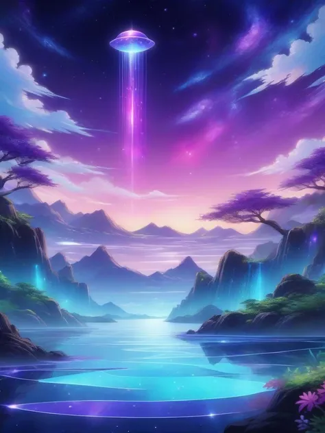 anime artwork fused glass art of a Unnatural [Aurora Australis|Pisces constellation], designed by Rolls-Royce, at Midday, FOV 90 degrees, Realistic, Amusing, F/8, electric purple hue, wallpaper, masterpiece . anime style, key visual, vibrant, studio anime, highly detailed