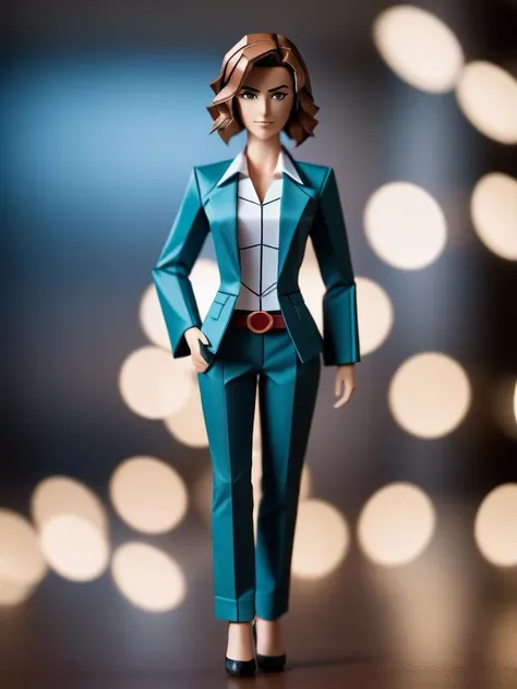 cinematic photo Origami of a Folded Stella Maeve, wearing Sheepshead-style Business casual, deep focus, Graphic novel, Flickr . 35mm photograph, film, bokeh, professional, 4k, highly detailed