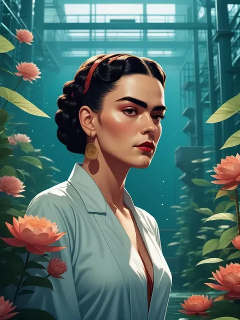 cinematic photo Cover Art of a Insecure [Coral reef:Water treatment plant:1], smooth, made from Rayon, at Midday, deep focus, Graphic novel, Demoscene, F/5, Ribbons, 8K, absurdres, art by Frida Kahlo, (art by Victo Ngai:1.3) . 35mm photograph, film, bokeh, professional, 4k, highly detailed