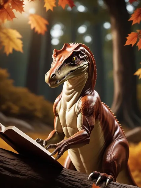 cinematic photo [art by Lorser Feitelson| (art by George Luks:0.9) | (art by Barkley L. Hendricks:1.0) ], acrylic painting of a Tempting [Kangaroo:Allosaurus:5], Writing non-fiction, Fall, Relaxed, specular lighting, F/8, Polychromatic . 35mm photograph, film, bokeh, professional, 4k, highly detailed