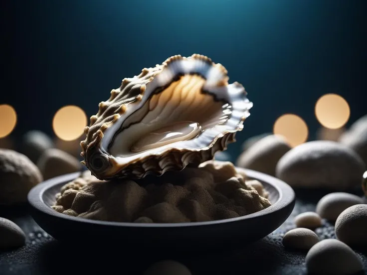 cinematic photo Cement of a Warrior Oyster, split diopter, Gel lighting, Lomography . 35mm photograph, film, bokeh, professional, 4k, highly detailed
