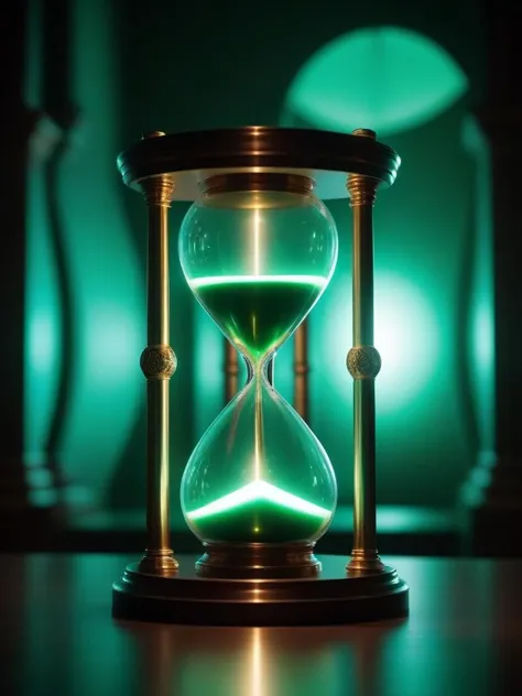 cinematic photo (art by Laurent Grasso:1.3) , magic the gathering artwork of a Pastel hourglass figure Tunisian Natasa, Vaporpunk, deep green lighting, absurdres . 35mm photograph, film, bokeh, professional, 4k, highly detailed