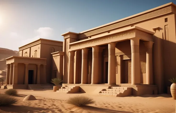 cinematic photo ancient egypt concept homes, interior architectural design rendering, cozy . 35mm photograph, film, bokeh, professional, 4k, highly detailed