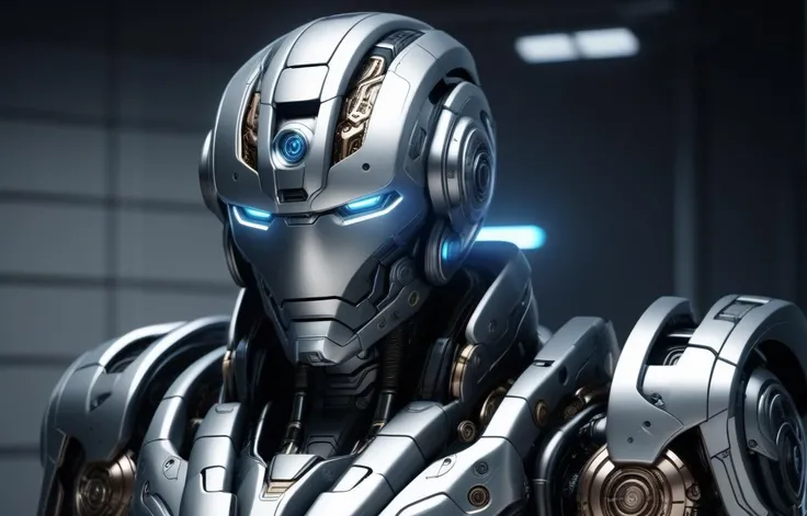 professional 3d model mecha head, cyborg, psionic, titan . octane render, highly detailed, volumetric, dramatic lighting