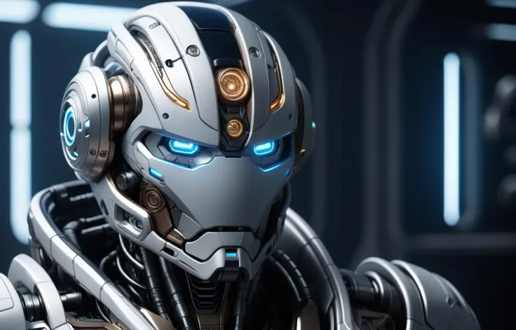 professional 3d model mecha head, cyborg, psionic, titan . octane render, highly detailed, volumetric, dramatic lighting