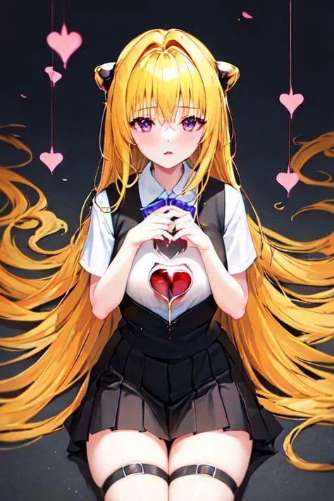 (masterpiece:1.6, best quality), (finely detailed beautiful eyes: 1.2), phyami, yamisch, 1girl, long hair, solo, school uniform, hair ornament, hair between eyes, two side up, blonde hair, very long hair, skirt, red eyes, thigh strap, sweater vest, plaid skirt, plaid, socks, two side up, hair ornament, pleated skirt, kneehighs,, (spoken hearts:1.2),(sweat:1.2),(deep breathe:1.2),(steaming body:1.2) ,(presenting:1.2) ,leaning forward, facing viewer, parted lips, drooling,
, <lora:yami-V2:0.9>,