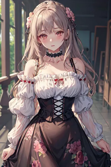 (8k,High resolution,masterpiece, accurate, Anatomically correct, Winner of numerous awards, 最high quality, High-resolution model, high quality, High detail, Very detailed:1.3)One person,16 year old girl,red eye(Big eyes)(Drooping eyes)
(pink sexy lips:1.2)Blushing,Hilda Hopes, smile,View your viewers, Hair Bun,blonde,Twin tails,dress, Red gloves, boots, Hoop Earrings,Large Breasts, (Cleavage)(grassland at sunset:1.0)(under the big tree)red and black dress,mini skirt(gothic lolita)((panty shot:1.5))((White panty:1.5))
