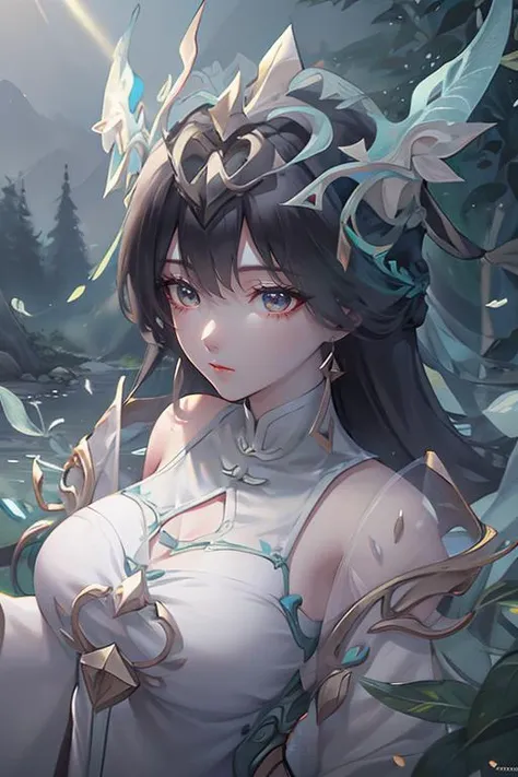 <lora:liushen:1>,liushen,(detailed light) , feather, leaves, nature, (sunlight), river, (forest),(bloom),, best quality , masterpiece, illustration, an extremely delicate and beautiful, extremely detailed ,CG,unity,8k wallpaper, Amazing, finely detail, masterpiece, best quality,official art,extremely detailed CG unity 8k wallpaper,absurdres, incredibly absurdres, huge filesize , ultra-detailed, highres, extremely detailed,beautiful detailed girl, extremely detailed eyes and face, beautiful detailed eyes,light on face,