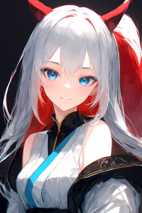 ((masterpiece, best quality)), vivid color, (1woman, mature), long hair, (dark (red hair)), beautiful hair, red blue eyes, beautiful eyes, eye highlights, sharp eyes, off shoulder, slight smile, hair is tied into two tails, straight hair, Japanese style dress for its beauty and elegance, looking at the viewer, clear, ultra realistic 8k cg, intricate detail, chromatic aberration, <lora:Style_v20:1>,