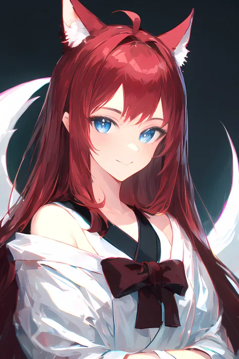 ((masterpiece, best quality)), vivid color, (2woman, mature), long hair, dark red hair, beautiful hair, red blue eyes, beautiful eyes, eye highlights, sharp eyes, off shoulder, slight smile, hair is tied into two tails, straight hair, Japanese style dress for its beauty and elegance, looking at the viewer, clear, ultra realistic 8k cg, intricate detail, chromatic aberration, <lora:Style_v20:1>