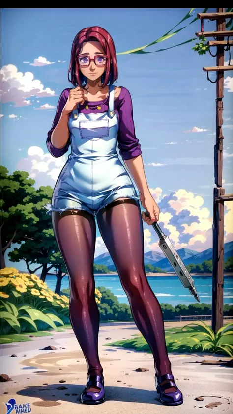 <lora:maru:1> maru, dark skin, purple eyes, glasses, red hair, short hair, <lora:add_detail:0.8> BREAK,
overalls, shirt, pantyhose, <lora:torn:0.8> torn clothes, cloth pieces, BREAK,
(grime, dirt, holding wrench, screwdriver, tools),, masterpiece, best quality, hyperrealistic, extremely detailed, highly quality, 4k, sharp focus, professional photograph, sharp focus, award winning, cinematic lighting, octane render, unreal engine, volumetrics dtx, Wallpaper,
