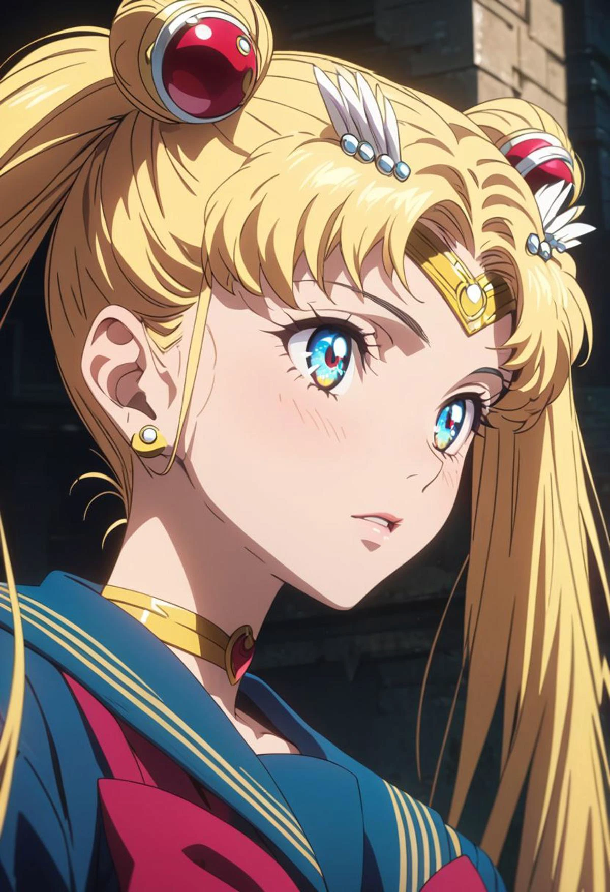 gorgeous lips, cinematic, (masterpiece), (best quality), (ultra-detailed), very aesthetic, illustration, perfect composition, intricate details, absurdres, detailed face, (anime, masterpiece, intricate:1.3), (best quality, hires textures, high detail:1.2), (4k),(incredibly detailed:1.4) (beautiful detailed face, beautiful detailed eyes) ,extreme details eyes
anime girls
anime
women
adult
real people
artwork
digital art
one person
lifestyles
illustration
long blond hair
2 pont tails
character
people
female
standing
mask
portrait
cyberpunk
young adult
original characters
night
young women
blue eyes
Cyberpunk
hairstyle
clothing
beautiful woman
dark
architecture
haired
drawing
females
(((Sailor Moon)))
hair ornament
(gold circlet on forehead)