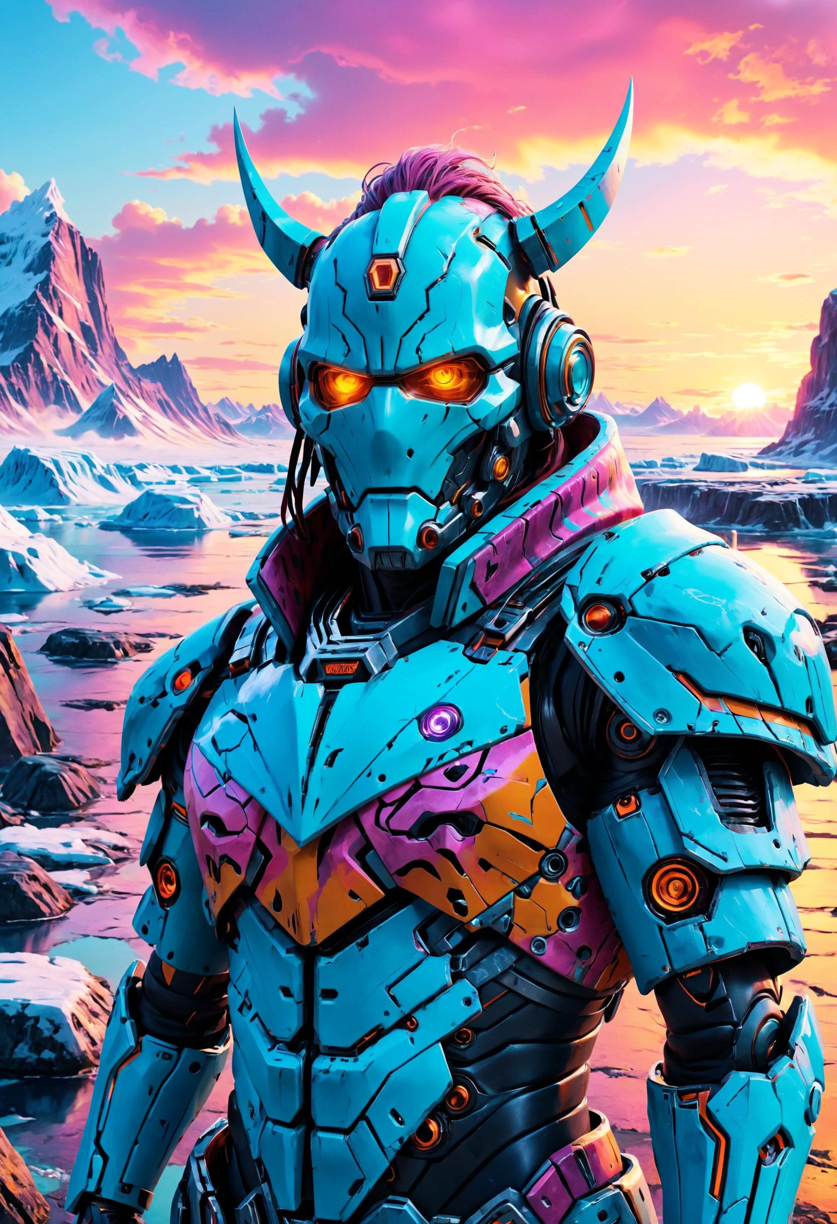<lora:evil_villain:1> evil villain Cyberpunk nomad trader with robotic pack, <lora:outrageous_fashion:1> outrageous fashion, Glacial fjord with towering icebergs in the background, <lora:xl_more_art-full_v1:0.4>, <lora:MJ52:0.4>, Twilight Light, <lora:Psychedelic:0.8> Psychedelic, <lora:saturated_colors:0.8> saturated colors, sharp focus, highly detailed