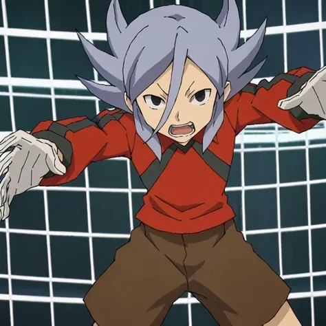 score_9, score_8_up, score_7_up, score_6_up, score_5_up, score_4_up, BREAK source_anime, 1boy, miyabino reiichi, no pupils, black eyes, from behind, looking at viewer, leaning forward, open mouth, pose, angry, standing, outstretched arms, open hands, <lora:Miyabino_Reiichi:1>