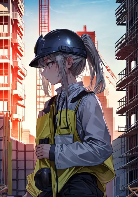 masterpiece, best quality, ultra-detailed, illustration, 1girl, solo, shiny, reflective, latex, work suit, voluptuous, body, squatting, detailed, work shoes, messy, workshop, industrial, high heels, black, red, silver, metallic, gloves, goggles, protective, equipment, machinery, tools, sparks, dirt, grime, oil, stains, sweat, exhaust, pipes, gauges, dials, buttons, levers, cables, wires, hydraulic, systems, hydraulic press, crane, pulley, welding, torch, grinder, drill, saw, hammer, screwdriver, wrench, pliers, spanner, toolbox, fire extinguisher, first aid kit, ventilation, ducts, light fixtures, emergency exit, warning signs, caution tape, posters, calendar, coffee mug, dirty, workbench, storage, shelves, bins, lockers, hard hat, safety vest, ear muffs, face shield, respirator, smoke, fumes, debris, concrete floor, concrete walls, metal beams, rivets, bolts, screws, nuts, washers, chains, ropes, hooks, clamps, magnets, bearings, lubricants, fluids, solvents, adhesives, lubrication, maintenance, repair, overhaul, upgrade, installation, assembly, fabrication, customization, prototype, research, development, testing, quality control, inspection, certification, compliance, regulation, standard, efficiency, productivity, innovation, excellence, satisfaction, teamwork, dedication, professionalism, empowerment, diversity, equality, respect, safety culture, industrial fashion, sci-fi, cyberpunk, dystopian