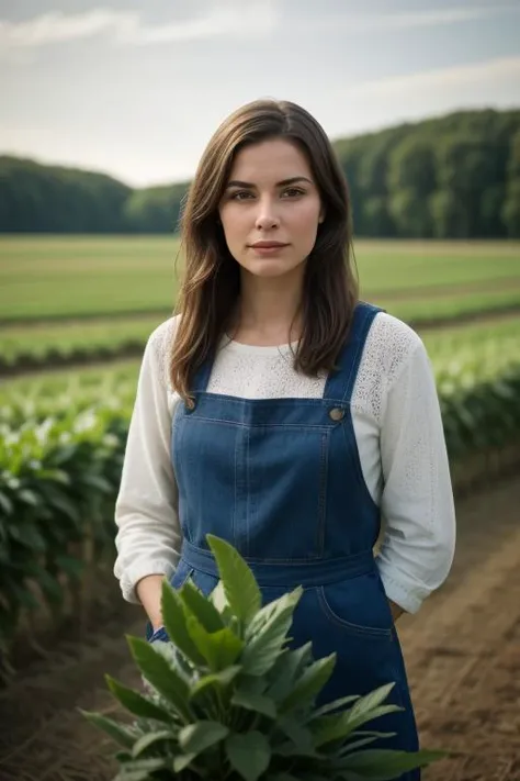 ((best quality)),((masterpiece)),((detailed)),portrait of a farmer in a lush agricultural field,(weathered yet warm expression and connection to the land:1.2),[wise hazel eyes],[farm attire with tools],(expansive farm landscape:1.3),[rural backdrop],(capturing the hard work and dedication in agriculture:1.2),[occupational realism],(8k resolution:1.2),<lora:HandFineTuning:-0.2>,