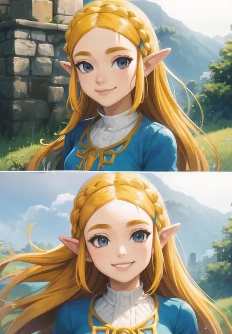 (Photo:1.3), highdetail, <lora:Zelda:0.8>, Zelda, smile,, (masterpiece, best quality, detailed:1.3)