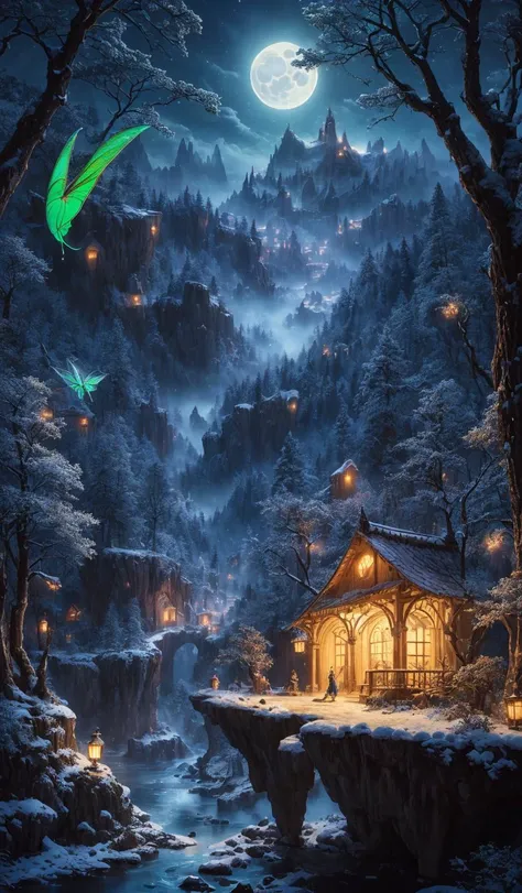 (high quality:1.4), (best quality:1.4), (masterpiece:1.4), official art, official wallpaper, surreal, (detailed landscape:1.1), (whimsical atmosphere:1.1), (powerful energy:1.1), (peaceful:1.1), vibrant colors, (detailed:1.05), (extremely detailed:1.06), sharp focus, (intricate:1.03), cinematic lighting, (extremely intricate:1.04), (epic scenery:1.09), (beautiful scenery:1.08), (detailed scenery:1.08), (intricate scenery:1.07), (wonderful scenery:1.05),(sharp focus,high quality,masterpiece,best quality:1.5),
BREAK
valley, night, detailed,  magical atmosphere,winter,glowing lights,(stardust:1.1), night sky, (whimsical atmosphere:1.1), (dreamlike world:1.1), (bubbles:1.1),(luna moths:1.1), (moonlight:1.1), enchanted forest, (wisdom:1.1),