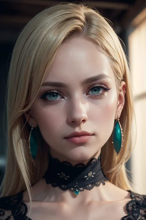 highly realistic, creative, sensual, (1woman:1.1), extremely detailed, long blonde hair, [blue eyes:green eyes:0.7], realistic, creative, and sensual, featuring a woman with long blonde hair and her eye color being a mix of blue and green with more inclination towards green., (heavy makeup:1.1), (eyeshadow:1.1), (closed mouth:1.4), lip gloss, earrings, collar,, (masterpiece, high quality, best quality:1.3), (photorealism:1.3), (dynamic shadows, dynamic lighting:1.2), (natural skin texture:1.5), (natural lips, detailed lips:1.3), (natural shadows, detailed shadows:1.5), (hyperrealism, soft light, sharp), (hdr, hyperdetailed:1), (intricate details:0.8), detailed eyes, detailed hair, detailed skin, 8k, (cinematic look:1.4), insane details, intricate details, hyperdetailed, low contrast, soft cinematic light, exposure blend, hdr, faded, slate gray atmosphere, (everything Detailed), <lora:more_details:0.2>, <lora:add_detail:0.2>, <lora:detail_slider_v4:0.2>,