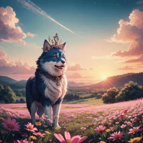 (High Quality:1.4), (Best Quality:1.4), (masterpiece:1.4), official art, official wallpaper, 4k textures,
(whimsical rabbit:cute rabbit:0.7) furry creature ((wild flower field)), sunrise sky color gradient pink yellow green, magical glitter particles around waving ears, watercolor painting soft brush strokes, intricate flower patterns clothing decoration, fine linework illustration style , bubbly expressions, sparkling star shapes eye highlights, whisker detail, long floppy ears twitch, anthropomorphic standing pose, bigfoot feet, floral crown accessory on head, grassy hill as ground, abstract swirls tail movement blur, dreamlike atmosphere , pastel palettes, fantasy realm scene .
(High Quality:1.4), (Best Quality:1.4), (masterpiece:1.4), official art, official wallpaper, 4k textures, (detailed:1.05), (extremely detailed:1.06), sharp focus, (intricate:1.03), (extremely intricate:1.04), (Epic scenery:1.09), (beautiful scenery:1.08), (detailed scenery:1.08), (intricate scenery:1.07), (wonderful scenery:1.05), low contrast, soft cinematic light, soothing tones, HDR