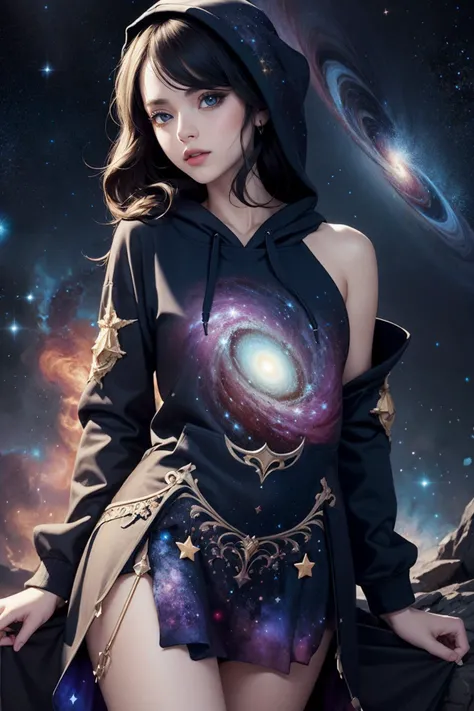 <lora:edgFantasyHoodies:1>, edgfd, (hoodie:1.1), fantasy dress, edgfd hoodie, fantasy, magic, cosmic, official wallpaper, a hoodie with a lot of stars on it, cosmic hoodie,, (masterpiece, high quality, best quality:1.3), Detailed