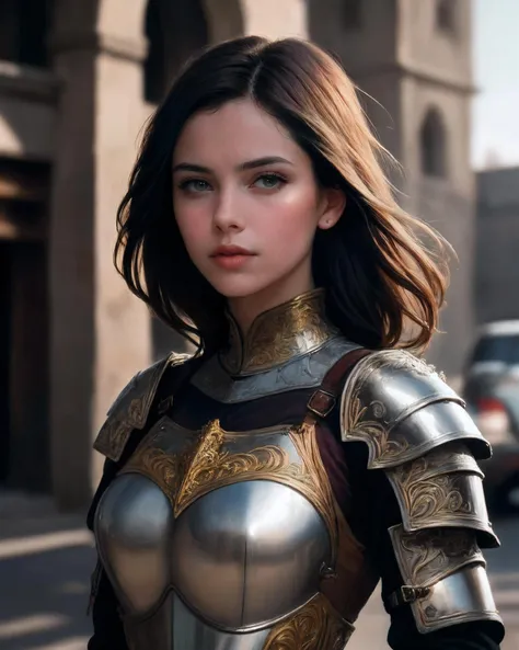 (masterpiece:1.1), (extremely intricate:1.3), (realistic:1.1), portrait of a girl, the most beautiful in the world, (medieval armor:1.1), metal reflections, upper body, billboards, intense sunlight, far away castle, professional photograph of a stunning woman detailed, sharp focus, dramatic, award winning, cinematic lighting, octane render, unreal engine, volumetrics dtx, (film grain:1.1), (bokeh:1.1), (blurry foreground:1.1), (blurry background:1.1), crest on chest,