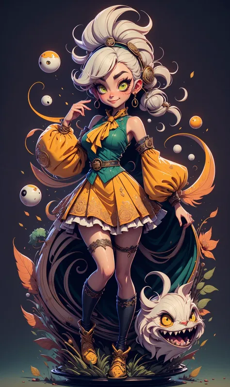 (masterpiece), (best quality), (intricate details, hyperdetailed:1.20), fractal art, 1girl, (full body:1.20), wavy hair, white hair, green eyes, dancing, happy, tshee00d, vector style, solo, <lora:tshee00d-000008:1.0> ascot, bare shoulders, blush, detached sleeves, flat chest, frilled hair tubes, frilled shirt collar, frills, full body, holding, kneehighs, long sleeves, looking at viewer, orb, petticoat, red skirt, red vest, shadow, smile, socks, vest, wide sleeves, yellow ascot, yin yang, yin yang orb, (abstract background:1.3),, masterpiece,ultra realistic,32k,extremely detailed CG unity 8k wallpaper, best quality
