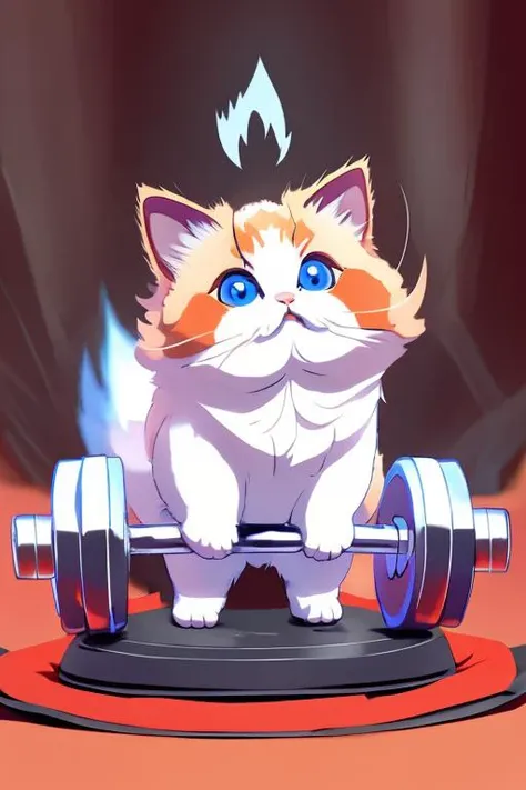 <lora:DBKiCharge:0.9>,Ki Charge,aura,fighting stance,1Plump cute Kitten,standing behand Barbell,Animal Focus,no human,ragdoll,<lora:Ragdoll_20230617183921-000004:0.6>,Depth of field,