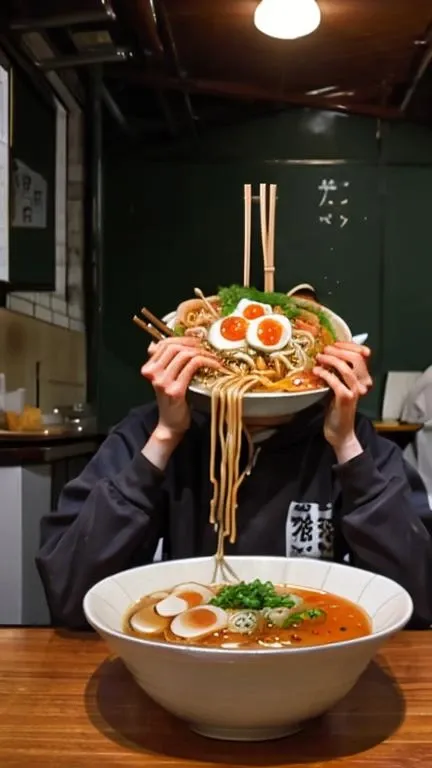 <lora:ramen_v1.4:1>
ramen, (headless, ramenbowl as head), eating, chopsticks, <lora:danish:0.81>